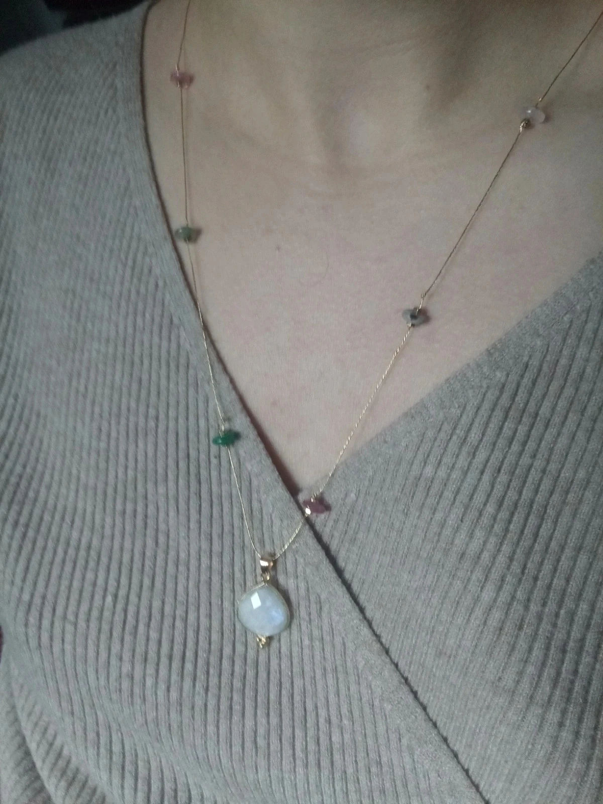 Collier sautoir avec pierres naturelles semi précieuses – photo 2